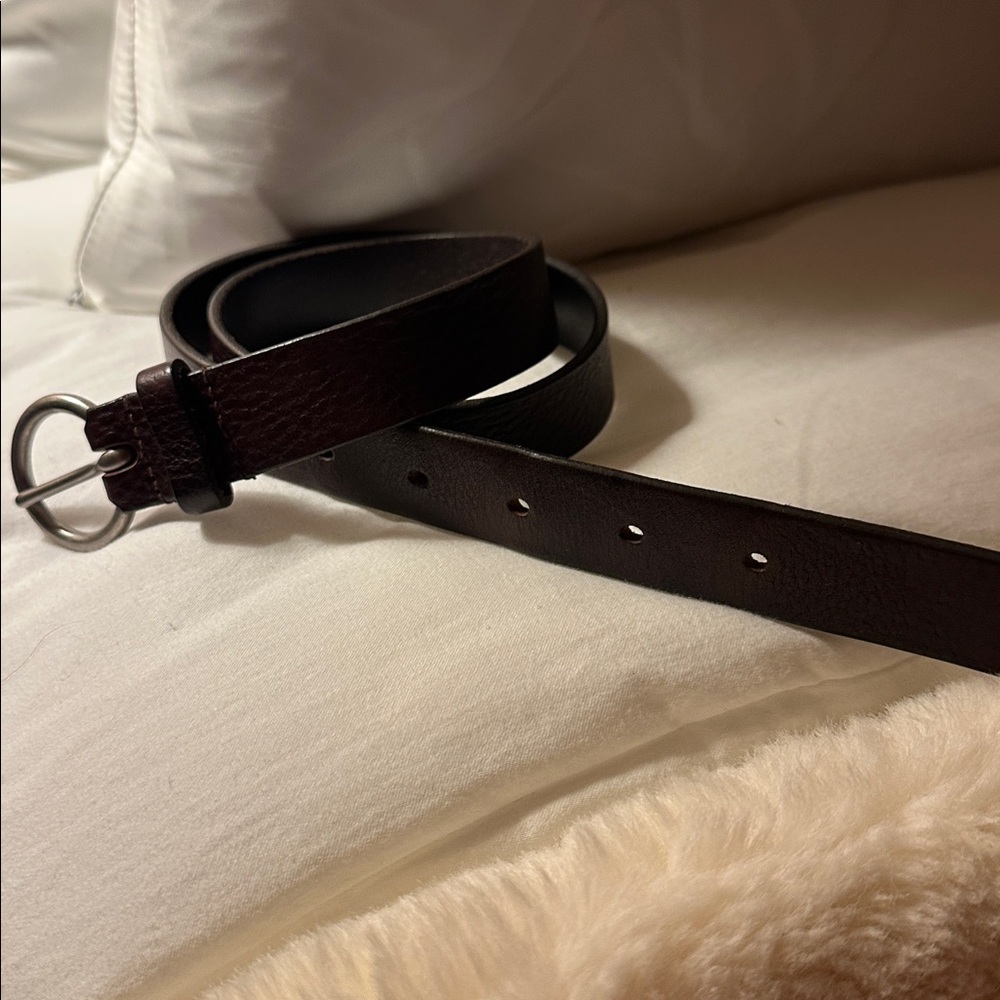 GAP Chocolate Brown Leather Belt with Silver Buckle